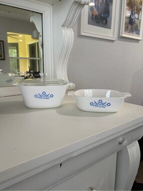 Corningware White and Blue Floral Casserole & Baking Dish Set